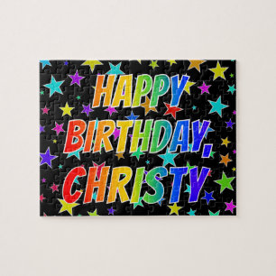 Puzzle "CHRISTY" Prénom, amusant "HEUREUX ANNIVERSAIRE"