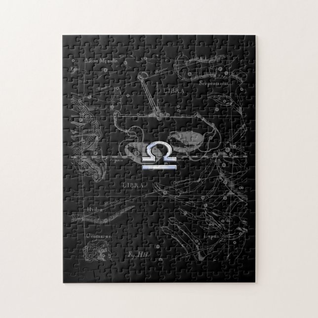 Puzzle Chrome comme le signe Zodiac de Libra sur Hevelius (Vertical)