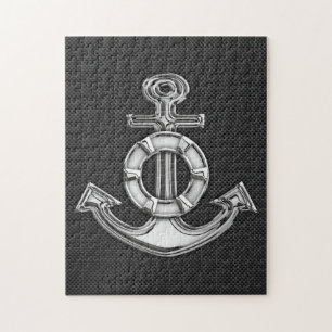 Puzzle Chrome Lifesaver Anchor on Carbon Fiber