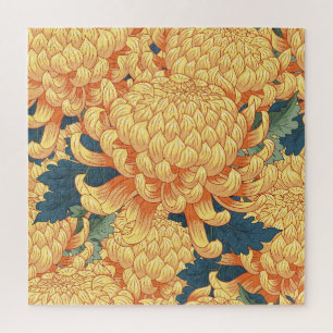Puzzle Chrysanthèmes japonais : motif floral jaune.