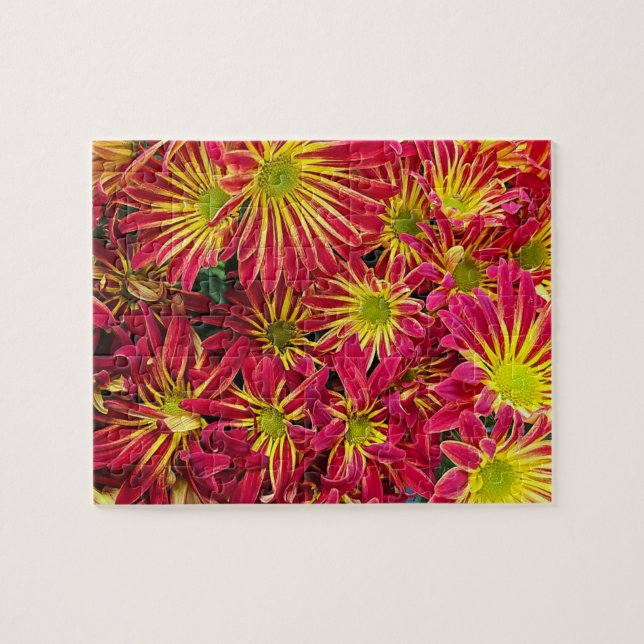 Puzzle Chrysanthèmes rouge et jaune Photo (Horizontal)