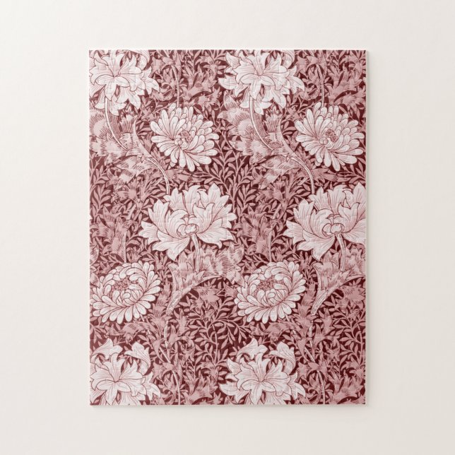 Puzzle Chrysanthemum Maroon, William Morris (Vertical)