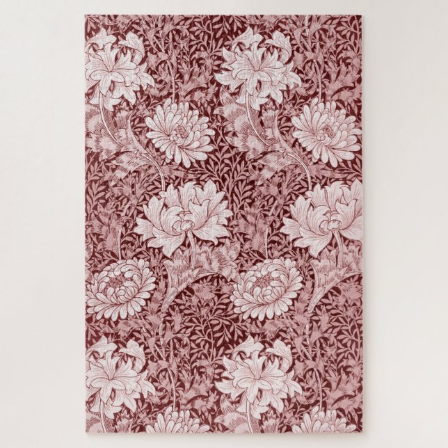 Puzzle Chrysanthemum Maroon, William Morris (Vertical)