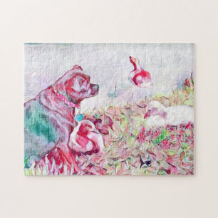 Puzzle Chug Chien Canard Pond Pastel Aquarelle