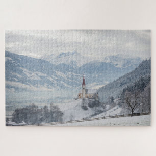 Puzzle Church with Alps dans le Zillertal, Austria en hiv