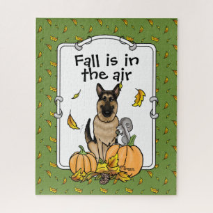 Puzzle Chute berger allemand chien (tan noir) Citrouille
