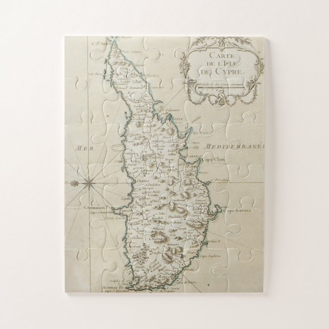 Puzzle Chypre île carte méditerranéenne vieux (Vertical)