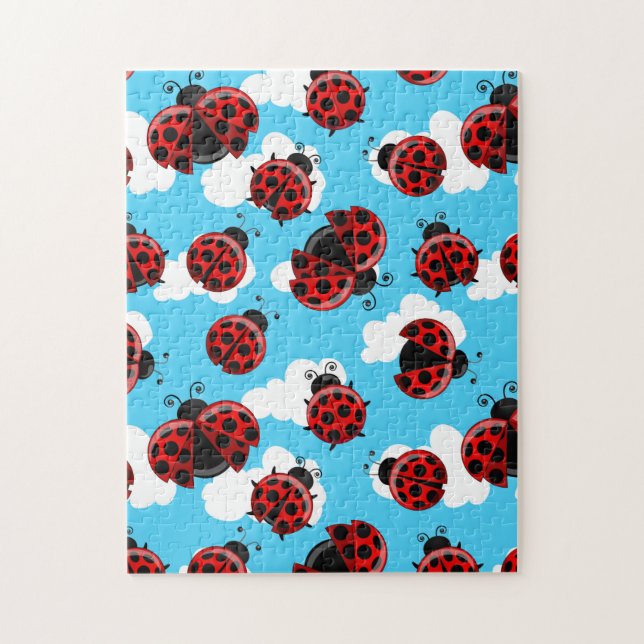 Puzzle Ciel Bleu Nuages Bleu Rouge coccinelle (Vertical)