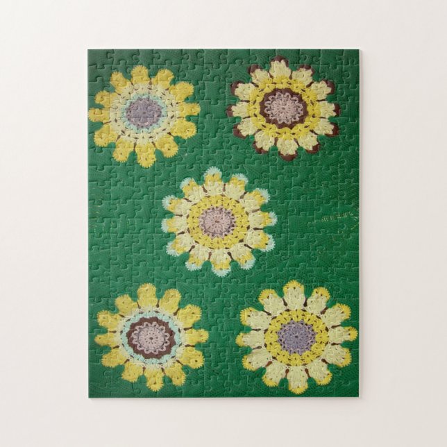 Puzzle - Cinq marguerites en Crochet (Vertical)