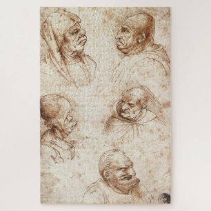 Puzzle Cinq têtes caricaturales (v. 1490) : Léonard de Vi