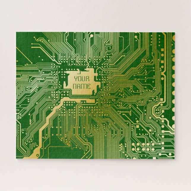 Puzzle Circuit Monogramme Motherboard Electronics Chip Te (Horizontal)