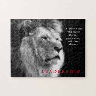 Puzzle Citation de leadership motivationnel du lion blanc