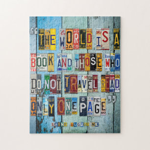 Puzzle Citation de voyage de St Augustine Art de la plaqu