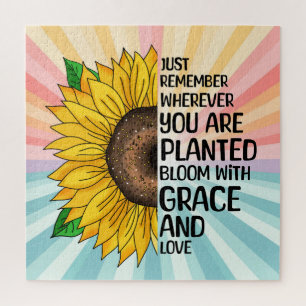 Puzzle Citation et tournesol tiré à la main