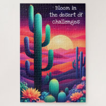 citation inspirante, paysage de cactus coloré