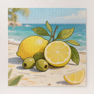Puzzle Citron Olive de la plage ensoleillée Frais