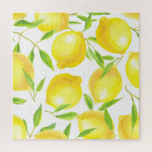 Puzzle citrons et feuilles d'aquarelle : motif.