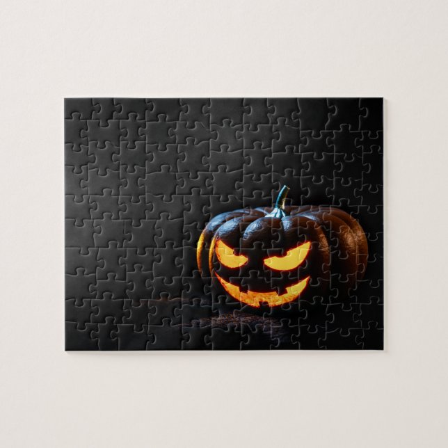 Puzzle Citrouille d'Halloween Jack-O-Lantern Éffrayant (Horizontal)