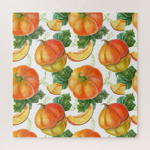 Puzzle Citrouille orange : Motif végétal été-automne.