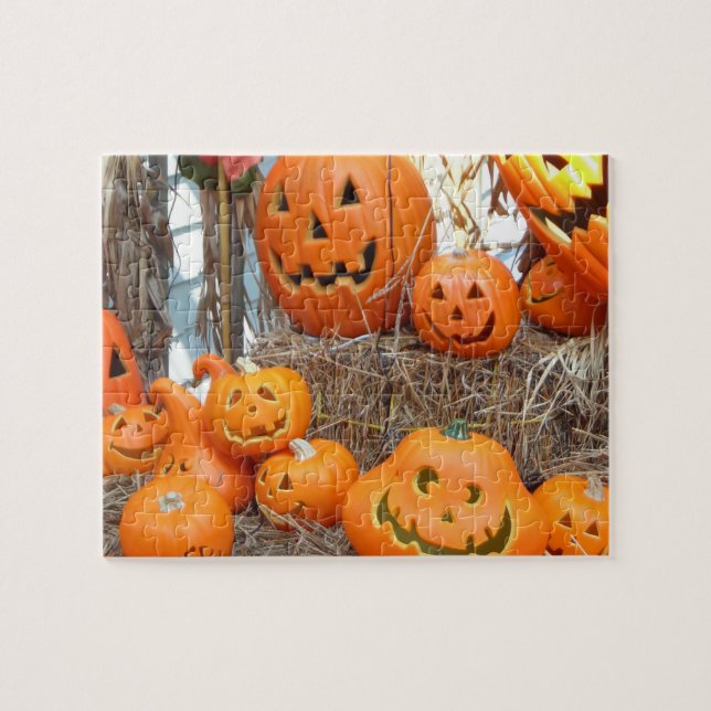 Puzzle citrouille peur éffrayant halloween Jack-o'-lanter (Horizontal)