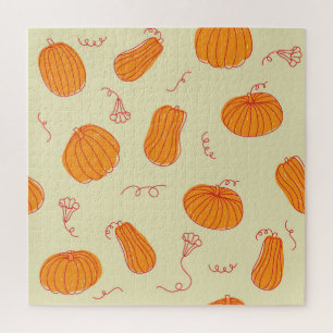 Puzzle Citrouilles d'automne : Doodle Orange Motif.
