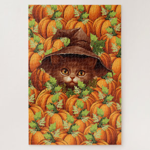 PUZZLE CITROUILLES DE THANKSGIVING CHAT MIGNON