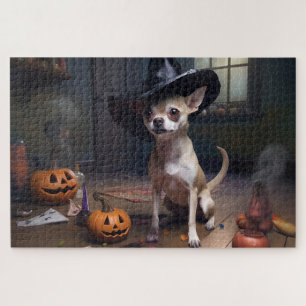Puzzle Citrouilles d'Halloween effrayantes de Chihuahua