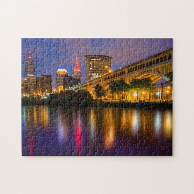 Puzzle Cityscape Cleveland Tourism City Midwest City Skyl (Horizontal)