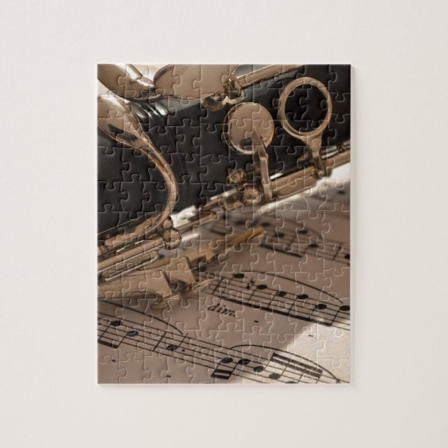 Puzzle Clarinette et feuilles de musique (Vertical)