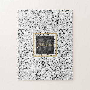 Puzzle Classé en marbre noir Terrazzo