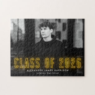 Puzzle Classe moderne de néon jaune de 2025 Graduation Ph