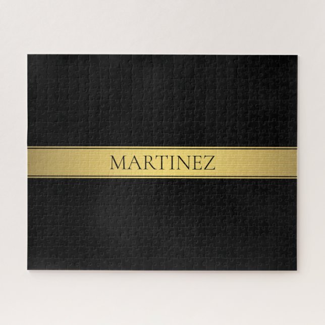 Puzzle Classy Faux Gold Stripe & Black Arrière - plan ou  (Horizontal)