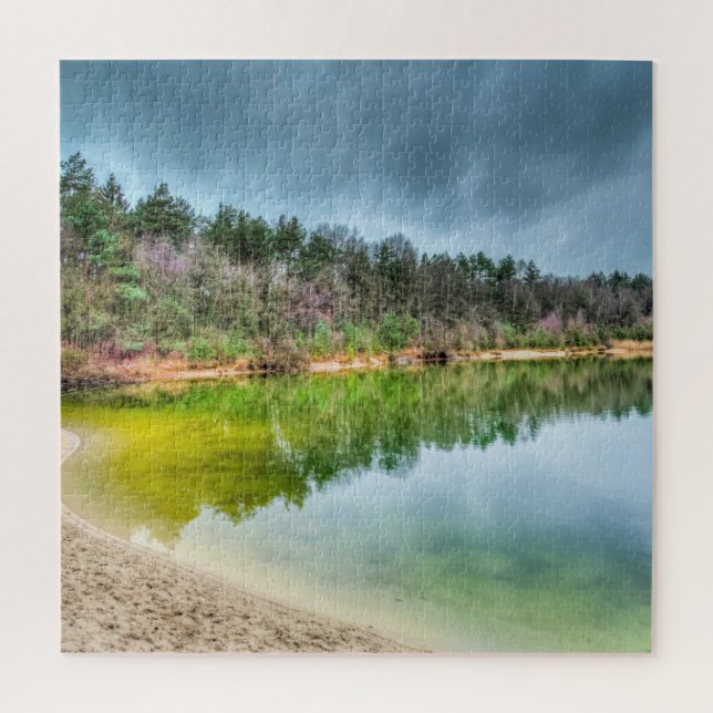 Puzzle Clear Fishing Lake Vue en automne (Vertical)