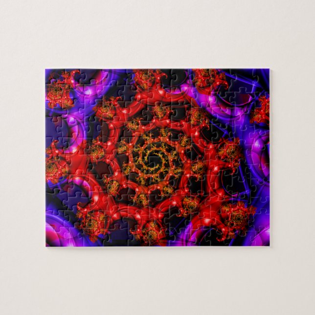 Puzzle Clearly | Art fractal rouge et bleu (Horizontal)