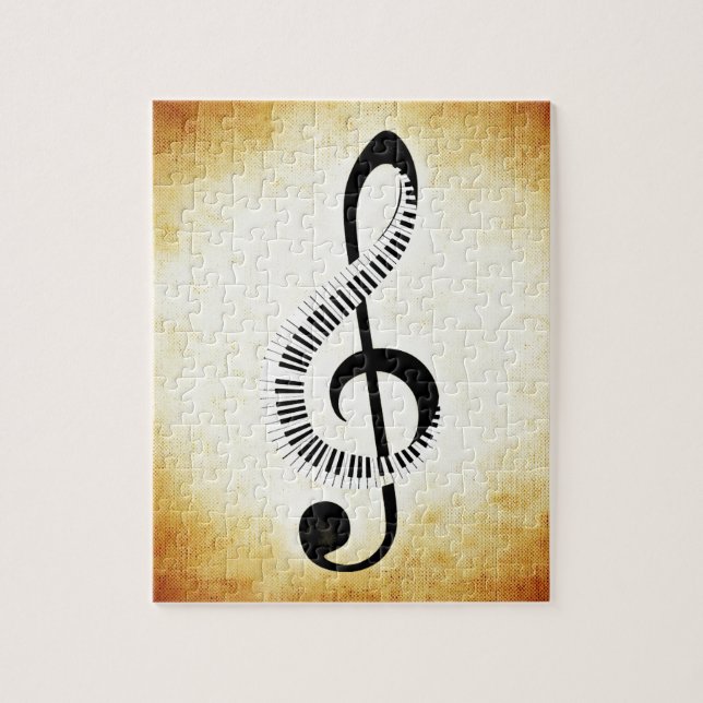 Puzzle Clés de piano sur une clef de musique (Vertical)