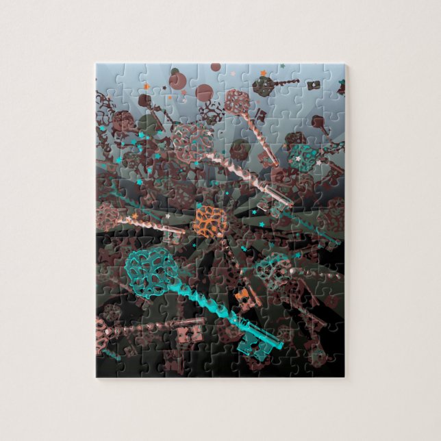 Puzzle Clés de steampunk psychadellique, rayons, rétros f (Vertical)