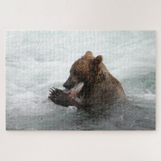 Puzzle Closeuse d'ours, Brooks Falls Alaska (Horizontal)