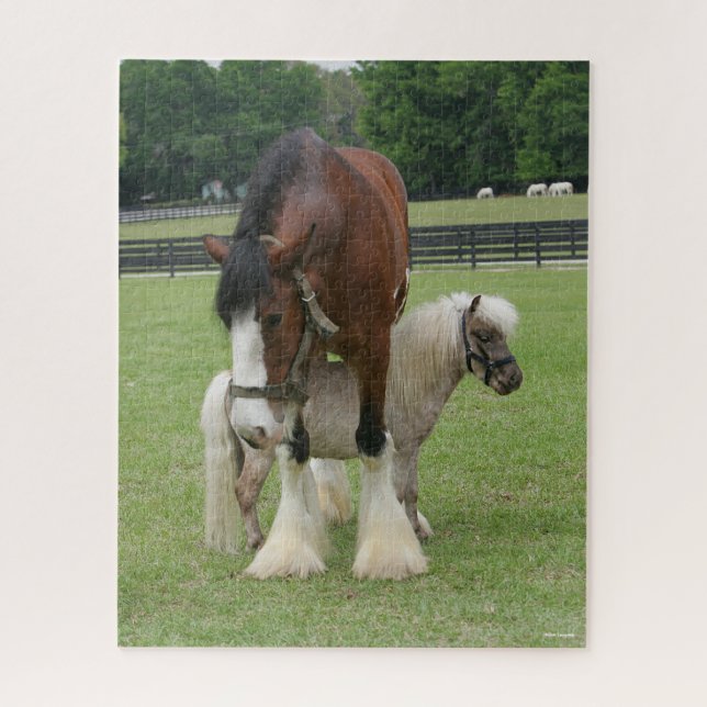 Puzzle Clydesdale debout au-dessus de Miniature Pony (Vertical)