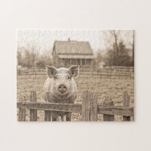 Puzzle Cochon à la ferme style Vintage