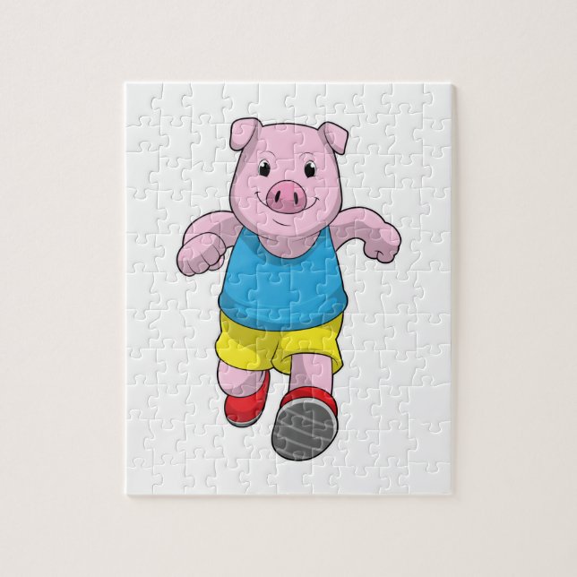 Puzzle Cochon en tant que coureur à l'exécution (Vertical)