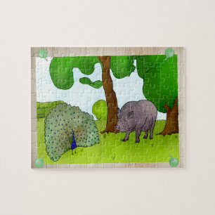Puzzle Cochon et paon