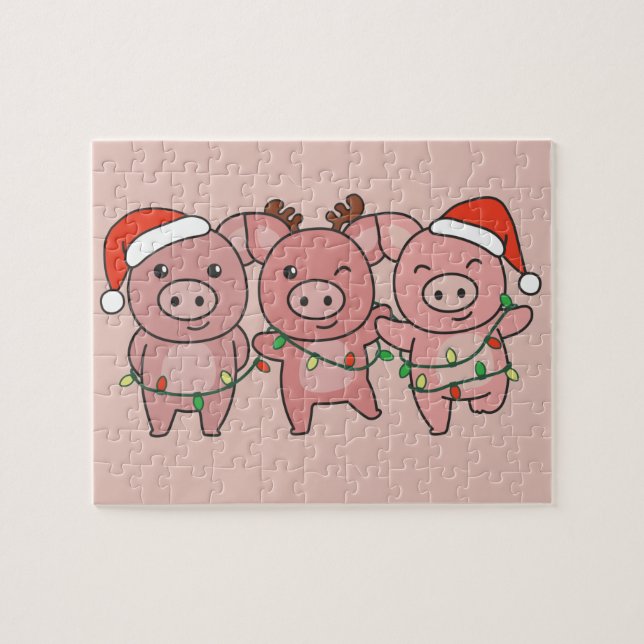Puzzle Cochon Noël Animaux de Noël Cochons cochons cochon (Horizontal)