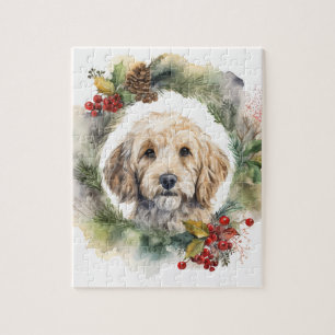 Puzzle Cockapoo Christmas Wreath Festive Pup