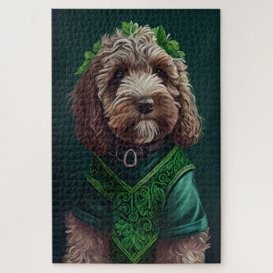 Puzzle Cockapoo Dog en robe de fête St. Patrick