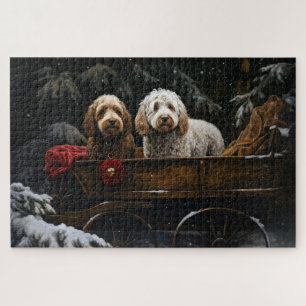 Puzzle Cockapoo Traîneau enneigé Décoration de Noël