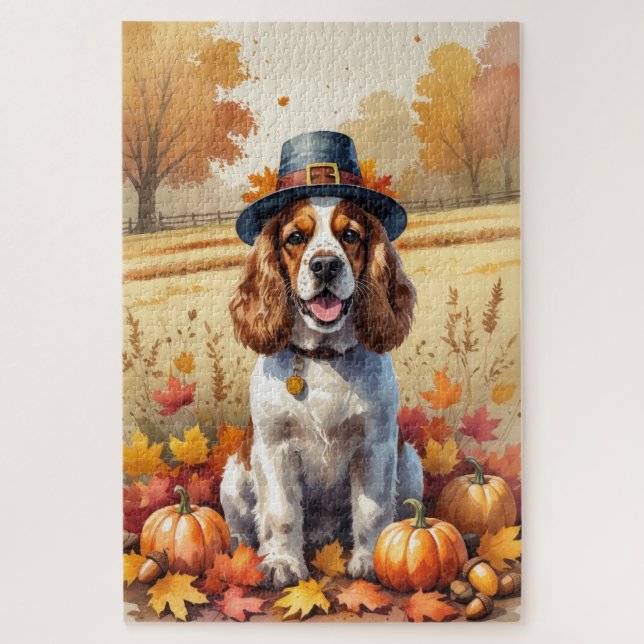 Puzzle Cocker Spaniel À L'Automne Laisse L'Art Thanksgivi (Vertical)