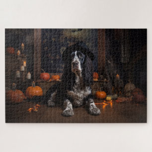 Puzzle Cocker Spaniel Anglais Citrouilles Halloween Épouv