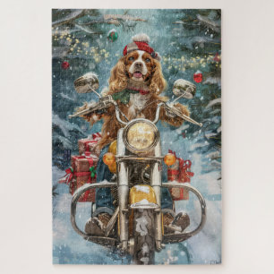Puzzle Cocker Spaniel Chien équitation Moto Noël