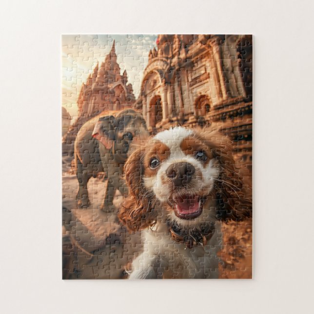 Puzzle Cocker Spaniel King Charles dans le temple d'Ankor (Vertical)