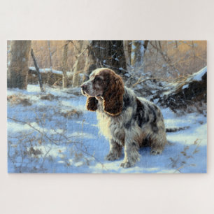 Puzzle Cocker Spaniel Laissez tomber la neige Noël